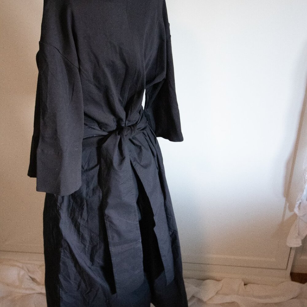Navy Jumpsuit With Adjustable Ribbon Belt - Picture 3 of 4